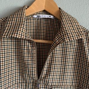 Zara Half Zip Brown Short Sleeve Polo Size Large
